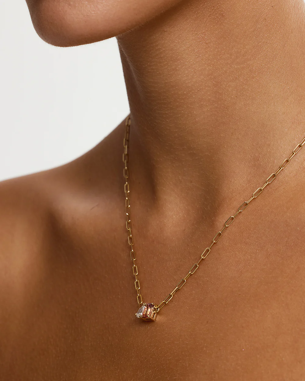 Bridget Diamond Toi et Moi Necklace - Pink Tourmaline - Image 5