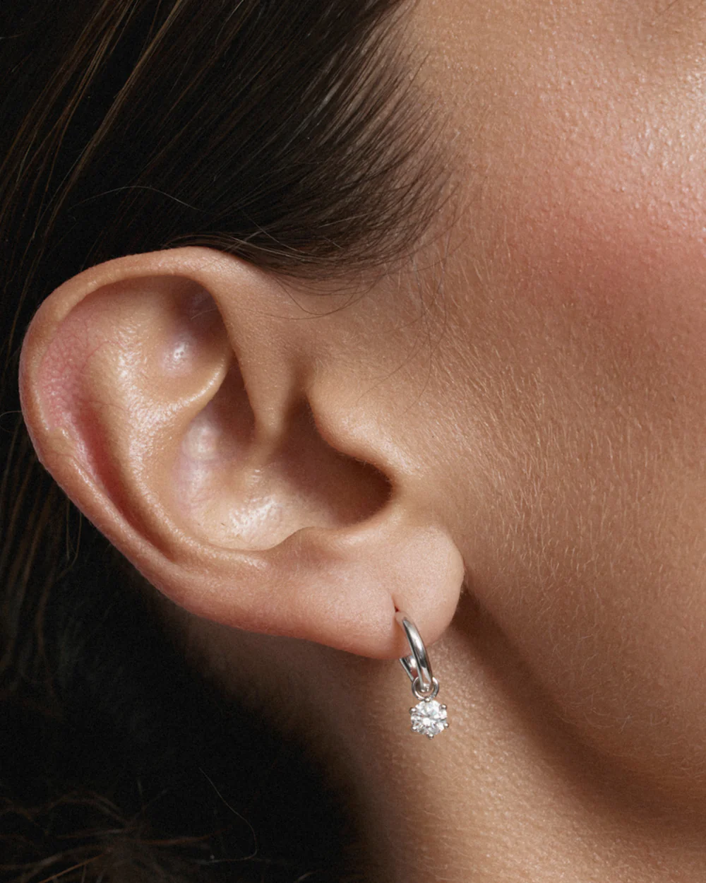 Round Diamond Charmed Hoop Earrings - Image 5